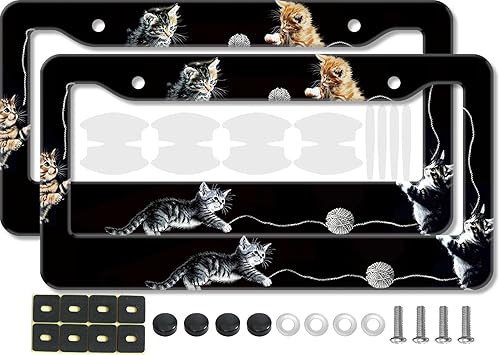 Miniatura 27 de 2 marcos de matrícula con diseño de bosque de luna llena para hombres y mujeres, soportes universales de metal verde luna y cielo nocturno con lazo