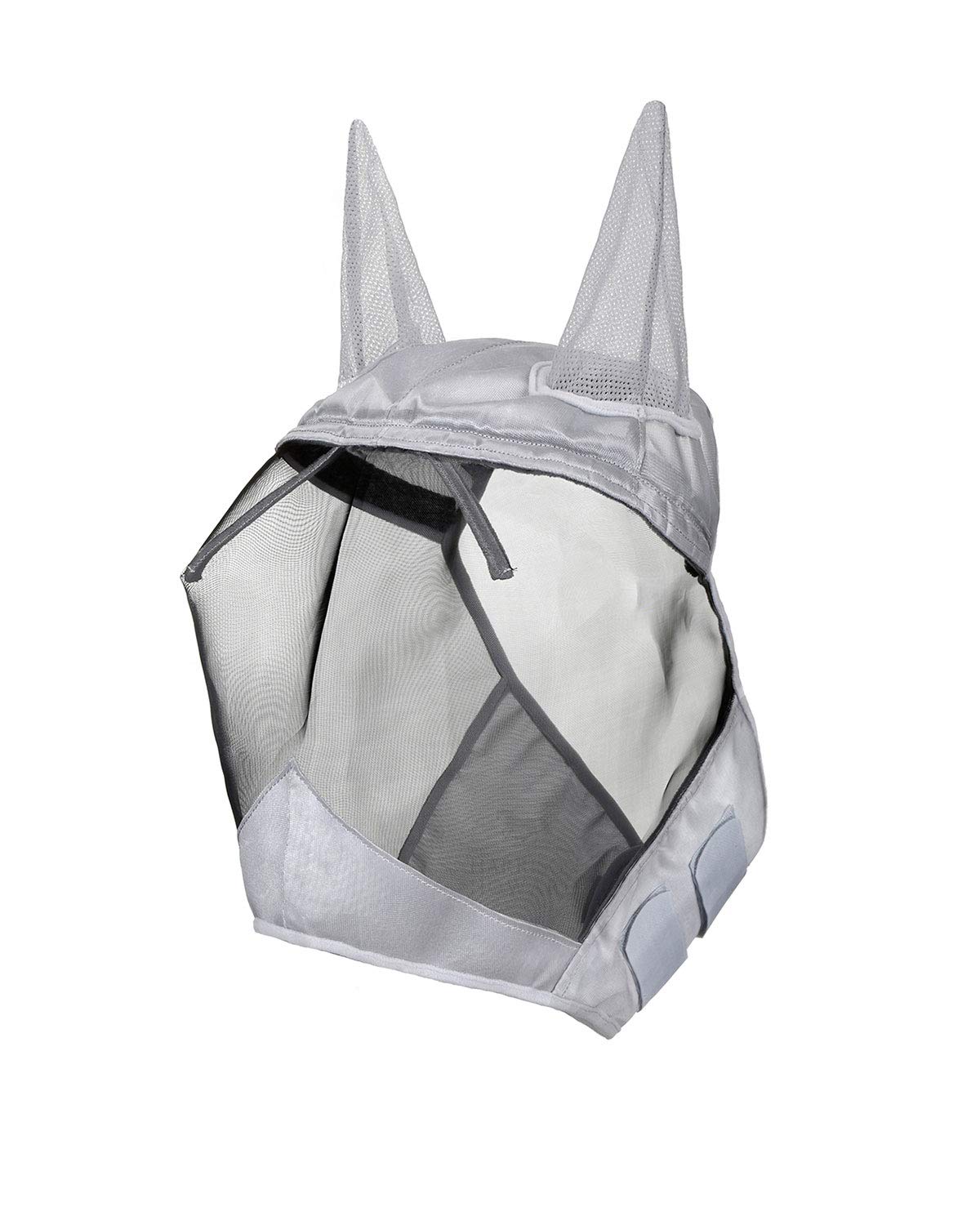 Harrison Howard CareMaster Midge-proof Fleece Padding Horse Fly Mask Half Face with Ears Silver/Black Retro XL Extra Full Size - Image 2