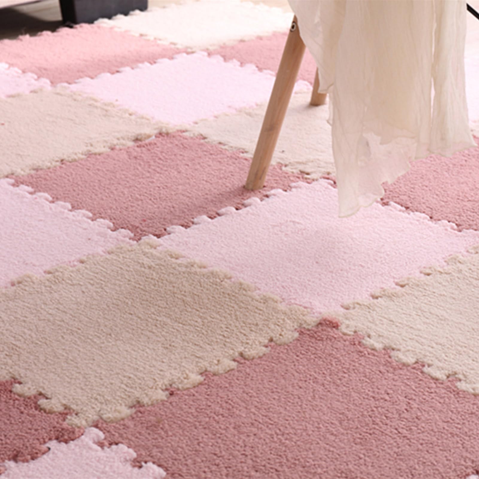 15 PCS Foam Floor Tiles Plush Foam Floor Mat EVA Foam Square Interlocking Carpet Tiles with Border Soft Fluffy Tiles Anti Slip Jigsaws Flooring Playmats Protective Flooring ?12x12x0.4inch?