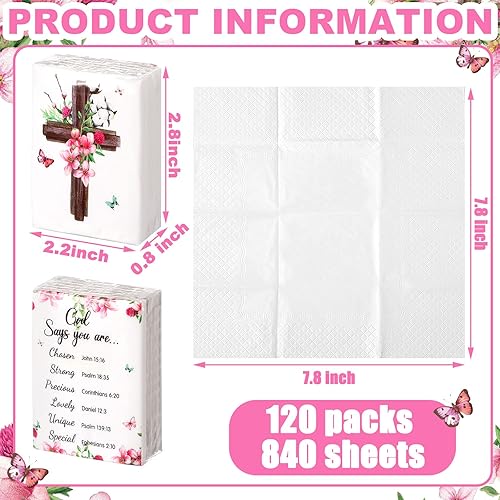 Miniatura 8 de Seajan Paquete de 120 pañuelos de tamaño de viaje bíblicos a granel de 4 capas cristiano con versículo de la Biblia, mini pañuelo facial, pequeño