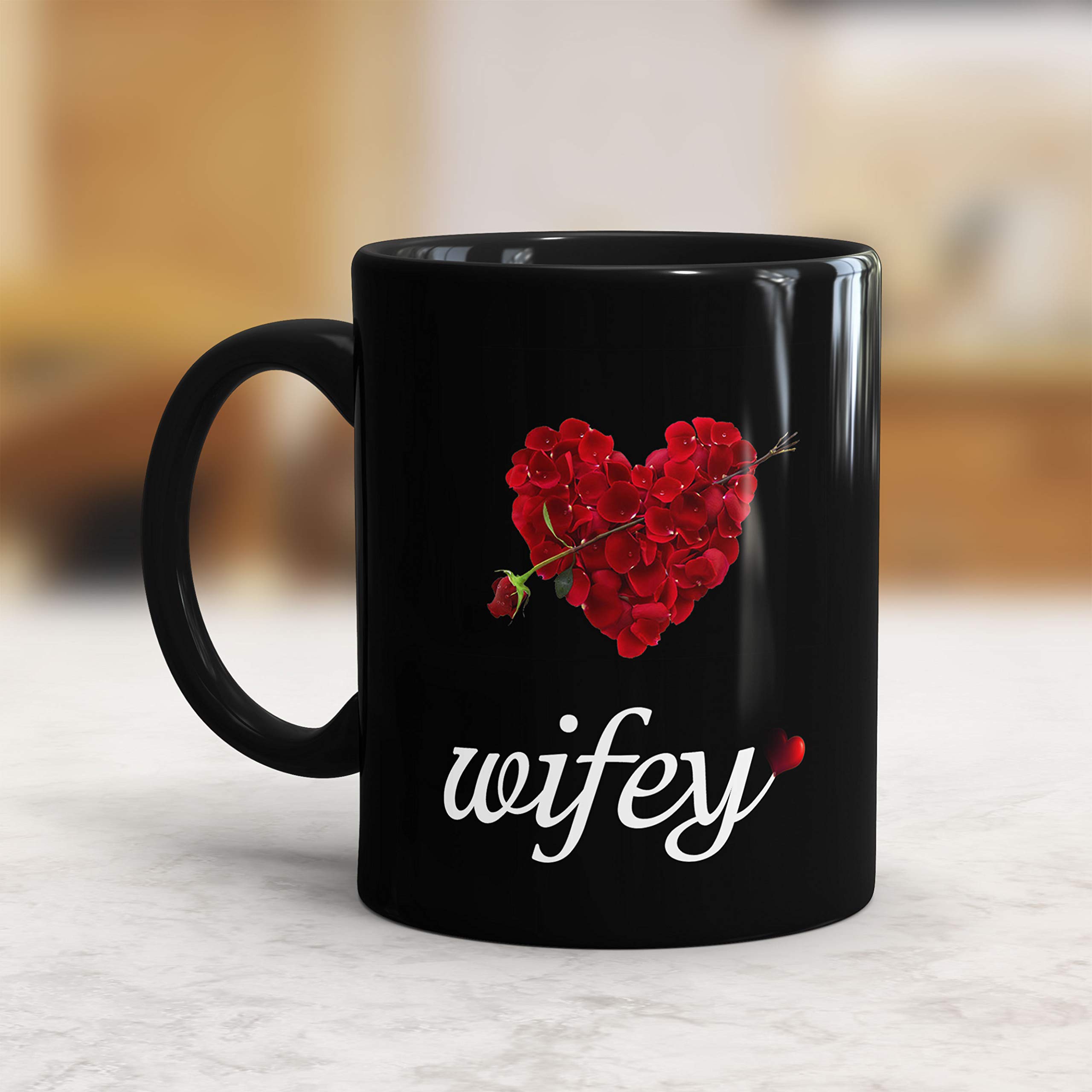 Gift Arcadia Ceramic Coffee/Milk Mugs Set for Hubby & Wifey Series| Anniversary Wedding Engagement Valentine Gifts for Couple (325 ML X 2)| Scratch-Resistant & Stain-Proof Tea Cups Set Black (A131) 2