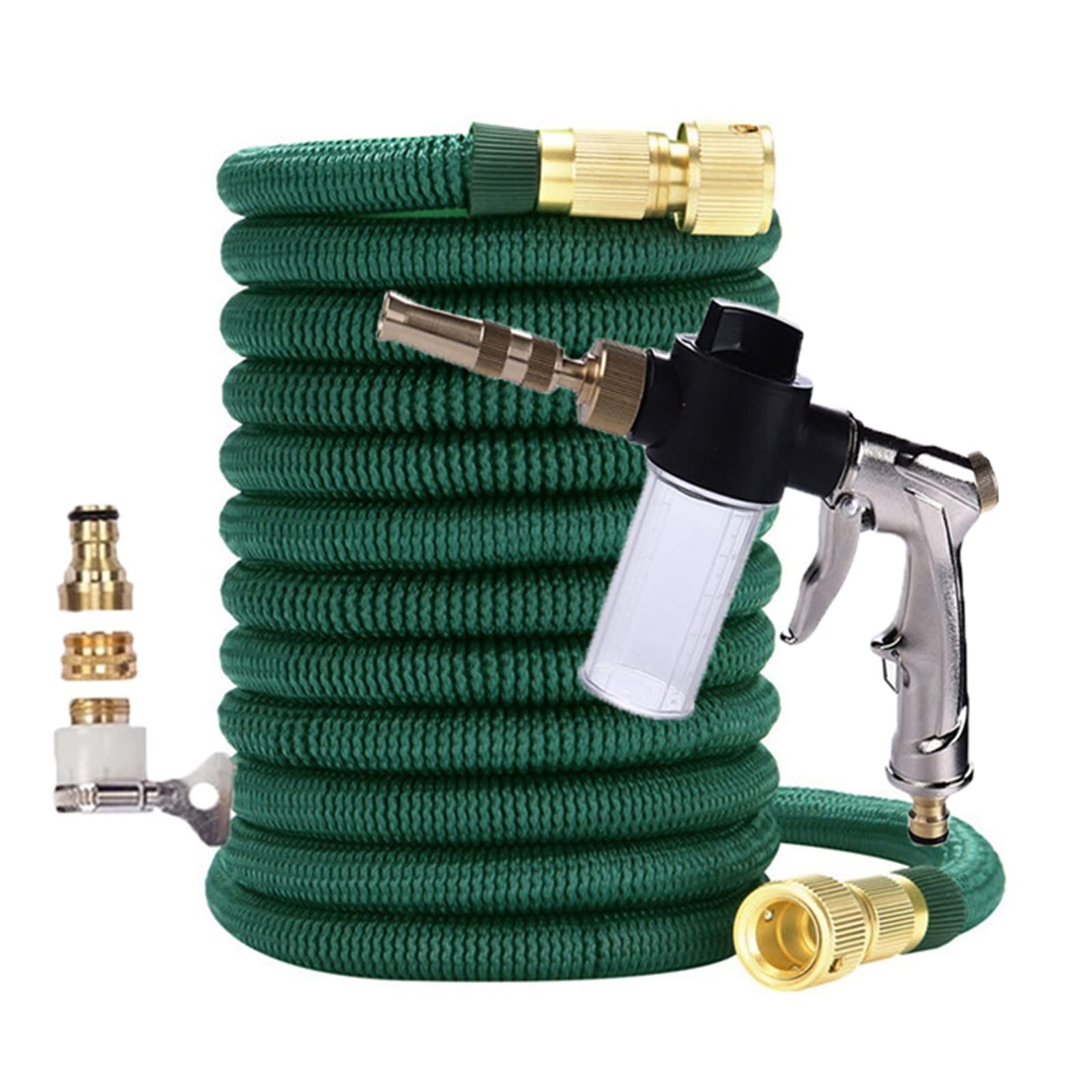 Pistolet d'arrosage avec embout multi-jets, Tuyau d'arrosage extensible en plastique haute pression, pulvérisation de mousse sans pli, 1/2 po (17-125) pieds(F05,1/2"-17FT)
