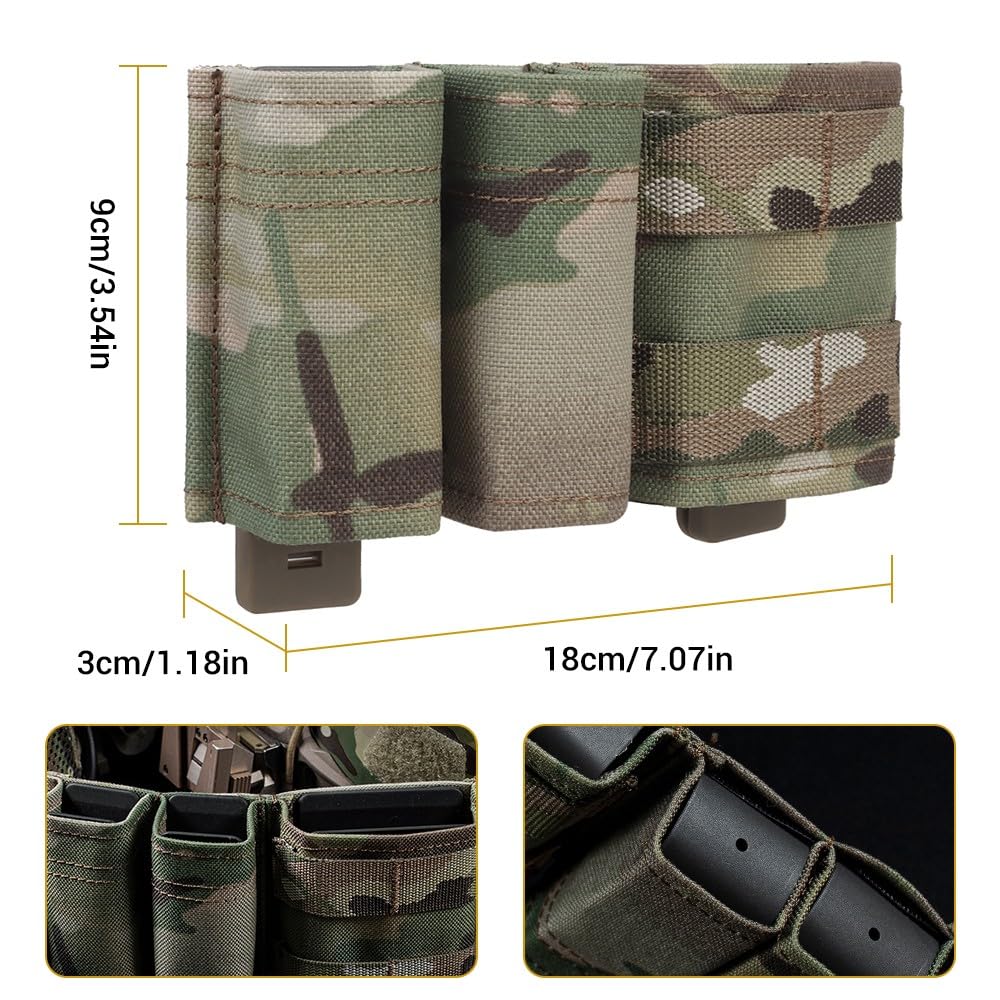 Jungle Leopard Bolsa for Cargador Molle de 9mm 5,56, Correa de Clip for Funda táctica Triple mag for cinturón, Caza, Paintball, Rifle, Pistola
