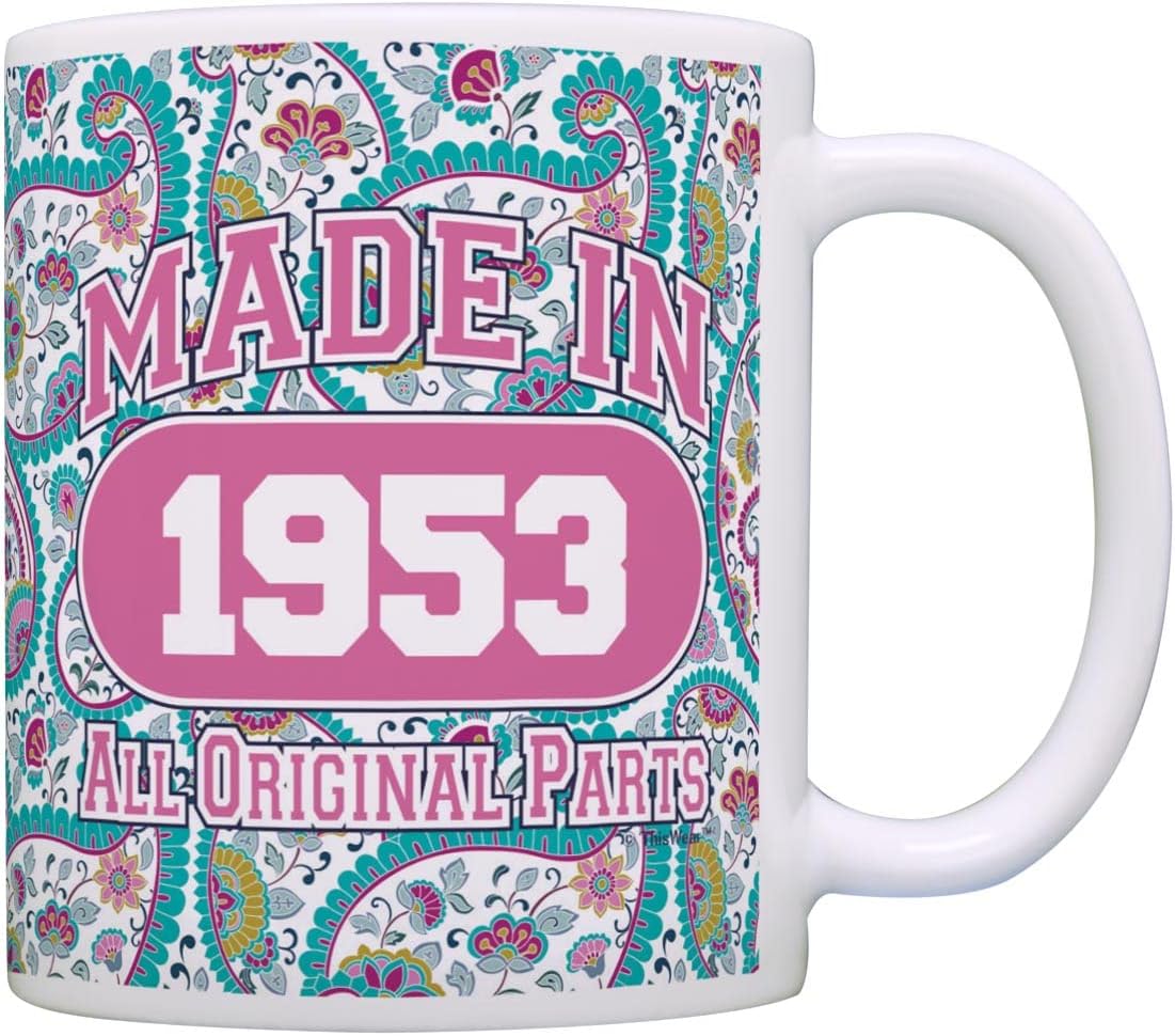 ThisWear 70th Birthday Made 1953 Paisley Birthday Mug Decorations Coffee Mug Tea Cup Paisley