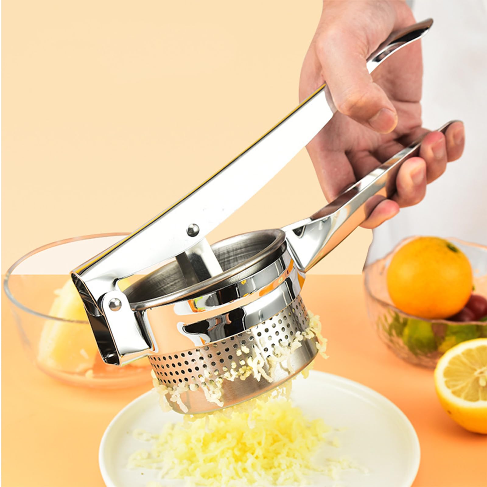 Kartoffelstampfer Edelstahl Kartoffelstampfer Manueller Entsafter Kleines Haushaltswerkzeug Geeignet zum Stampfen von Lebensmitteln oder Extrahieren von Saft aus Granatäpfeln und Zitrusfrüchten