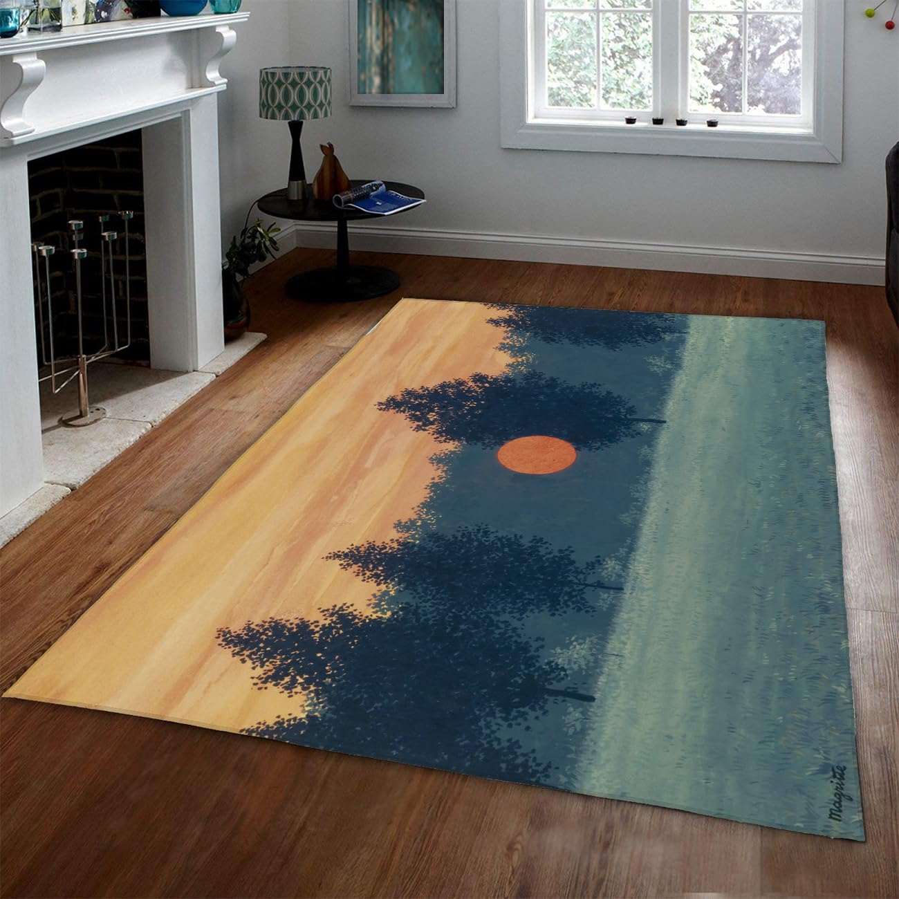 Tapis lavable et non dérapant motif surréaliste René Magritte