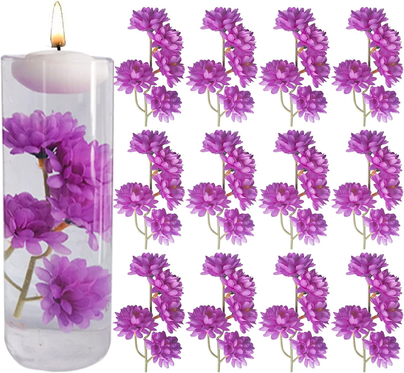 12 Pcs Purple Artificial Flower for Floating Candle