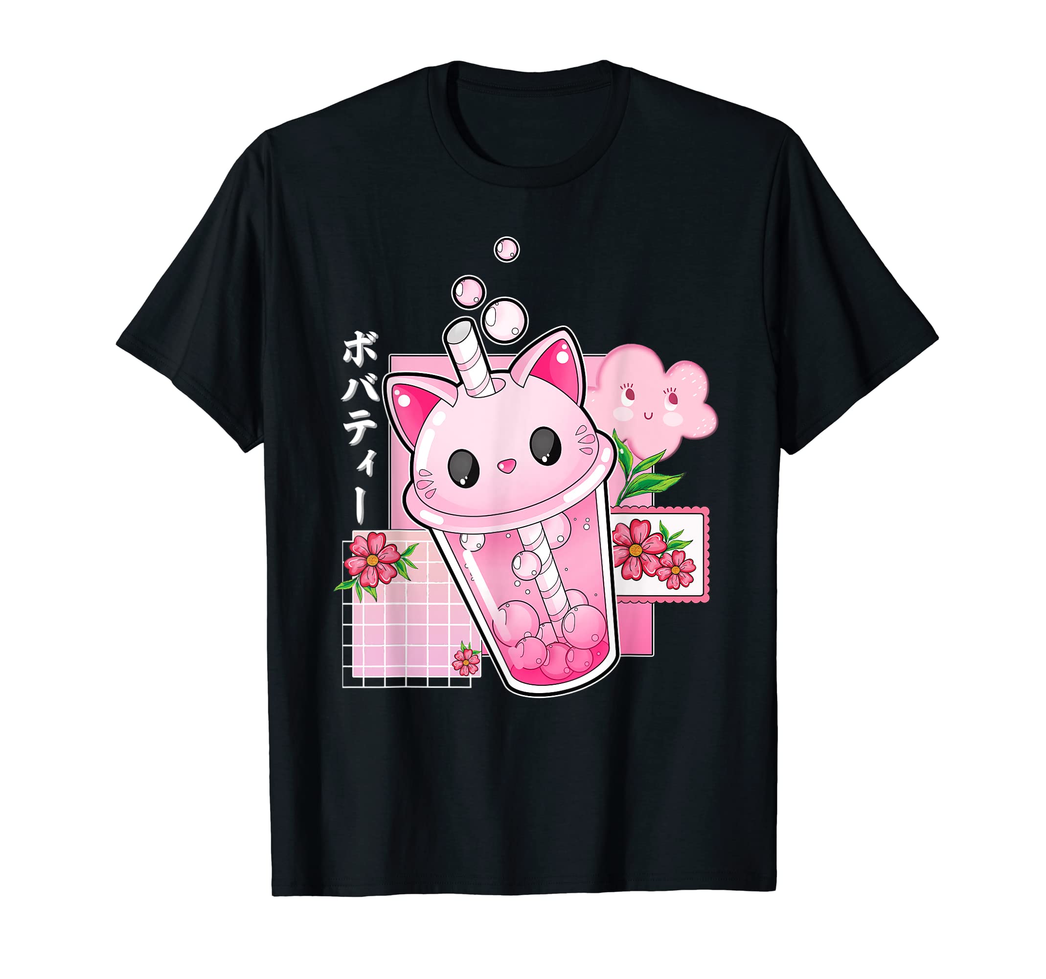 Buy BORNBoba Tea Cat Bubble Tea Kawaii Anime Japanese Girls Teenage T