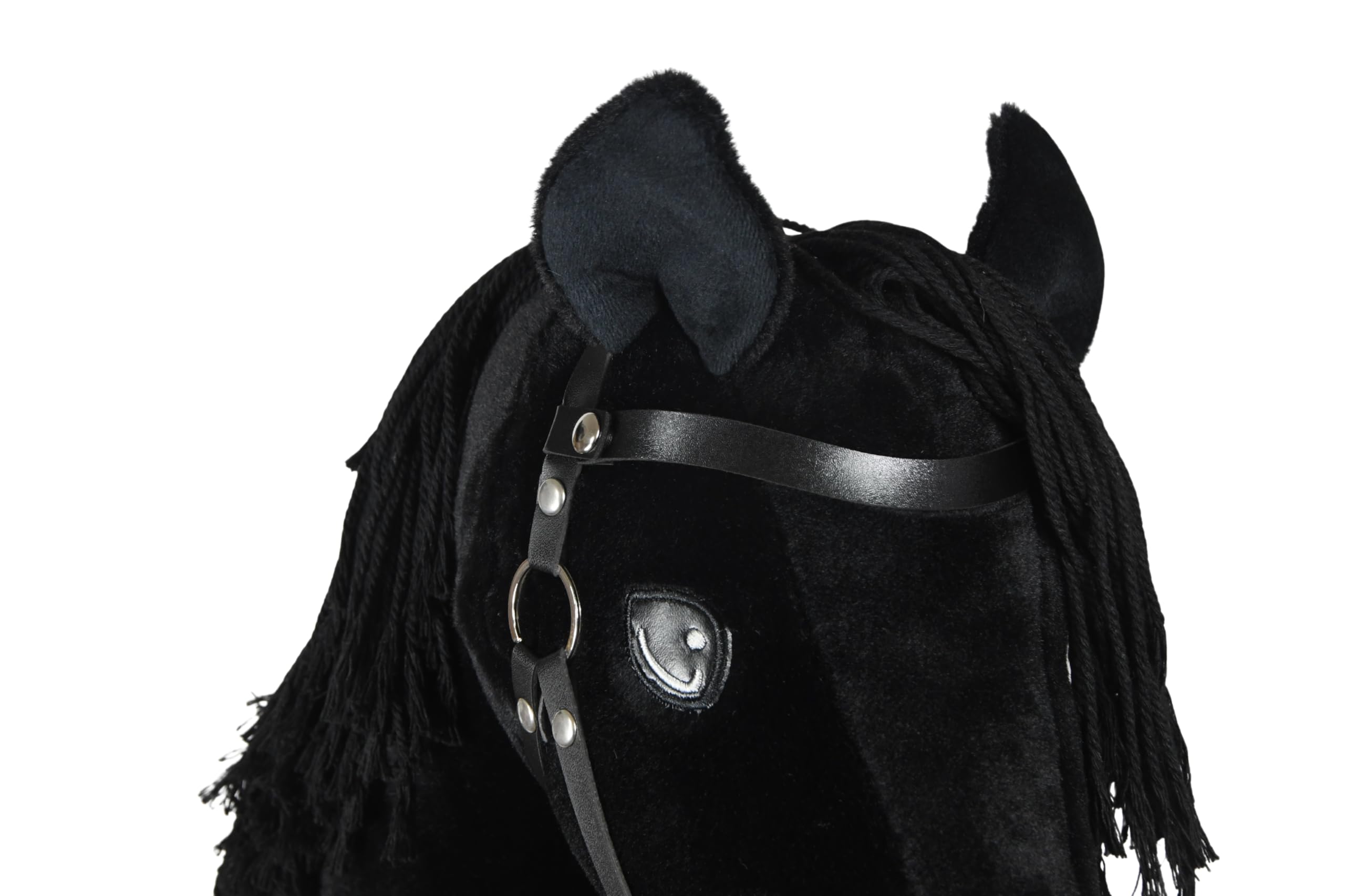 Black Star Hobby Horse A3 - realistyczny czarny fryzyjski koń - zabawka jeździecka dla dzieci