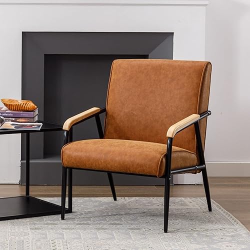 Miniatura 6 de LukeAlon Juego de 2 sillas decorativas de lino de mediados de siglo, tapizadas de 17 pulgadas de altura de asiento, sillas de sala de estar con