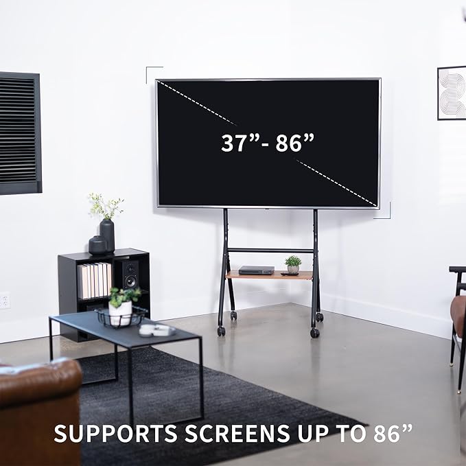 Soporte de Piso para TV VIVO 37-86 Pulgadas, Altura Ajustable, Estante de Madera miniatura 8