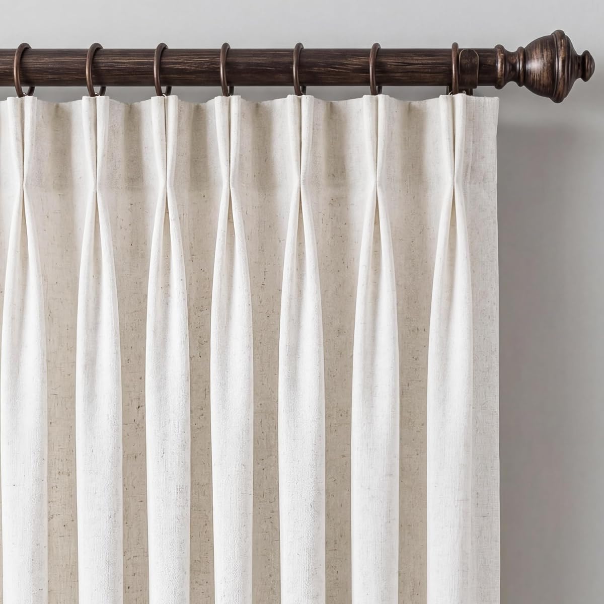 NICETOWN Pinch Pleated Linen Blend Curtains 84 inches Long 2 Panels Set, Semi Sheer Privacy with Light Filtering Window Treatments Home Decor for Bedroom/Living Room, Ivory, W40 x L84