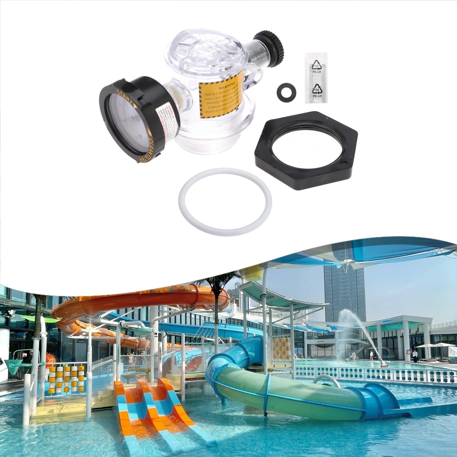 Valvola di sfogo dell'aria manuale per filtri a sabbia per piscine e spa, rilascio di pressione PE-LD, funzionamento facile, nero