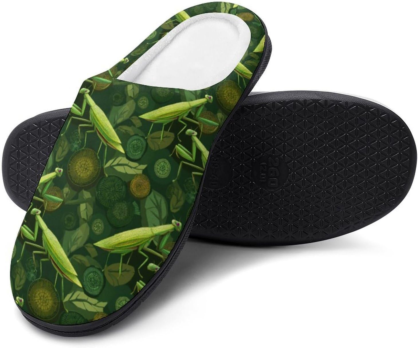 Insect Mantis Men's Cotton Slippers Cozy Memory Foam House Shoes Slip on for Indoor Outdoor - Image 3