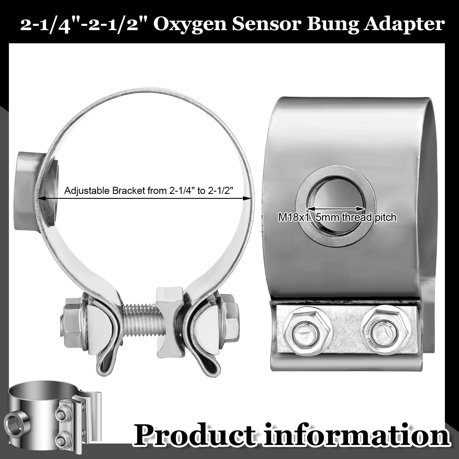 O2 Sensor Mounting Ring Snapklik.com : 2-1/4-2-1/2 Clamp On Oxygen Sensor Bung Adapter No Weld ...