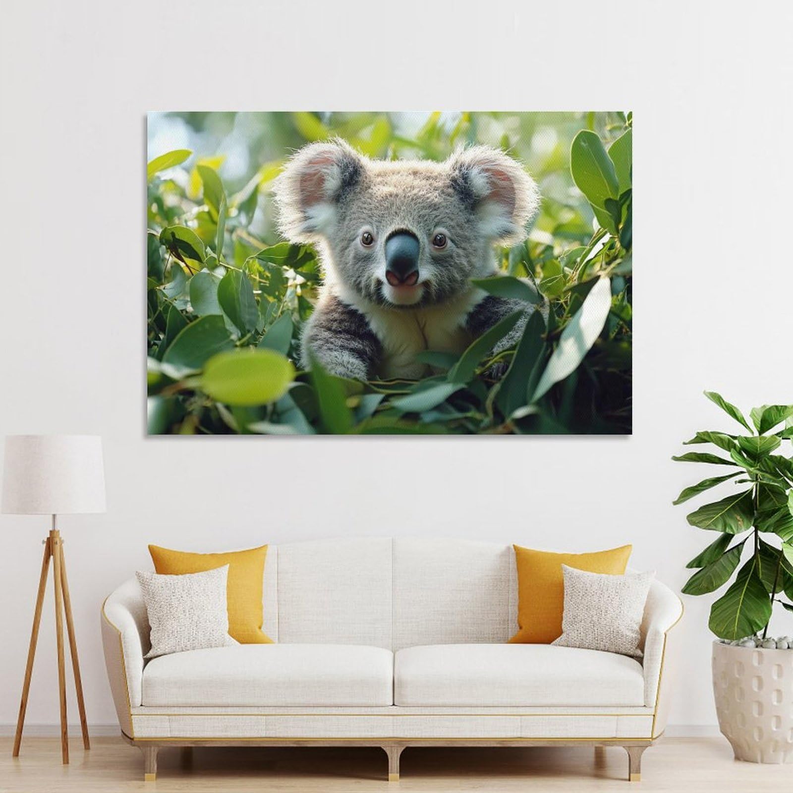 Cute Koala in Eucalyptus Tree Poster, Picture, Metal Print, Paint by Creed Wall Art Print, 20x30inch(50x75cm), for Bedroom Decor, Cosy Corners Or Studios, Canvas Wall Decor for Personal Spaces