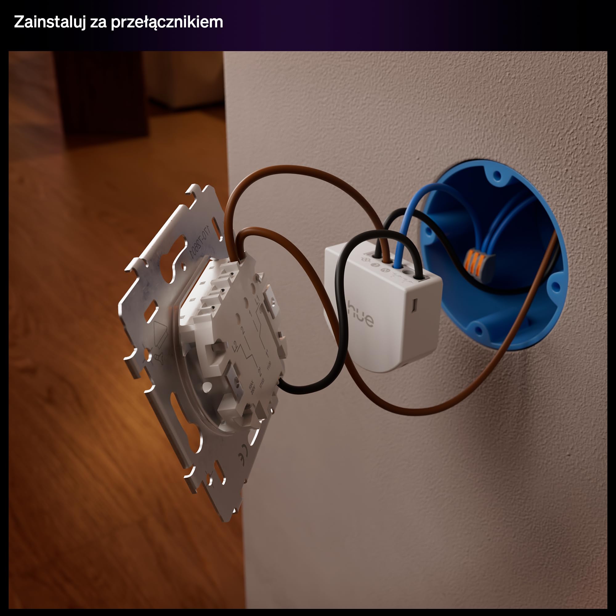 Philips Hue Przewodowy Włącznik Światła, 1 szt., Zamienia Zwykłe Oświetlenie w Inteligentne, Timery i Harmonogramy, Sterowanie w Aplikacji i Głosowe, Apple Home Google Home Alexa