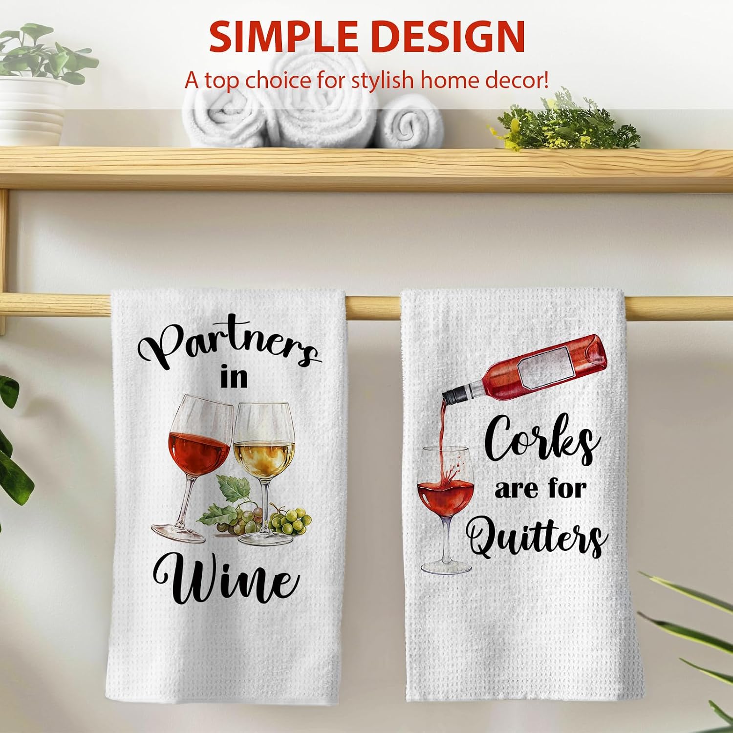 Funny Kitchen Towels, Liquor Hand Towels for Bathroom, Wine Gifts for Women, Men, Wine Accessories, Hand Tea Towels, Dish Towels for Birthday Christmas Thanksgiving Day 26x17 inch, 2 Pack image 4