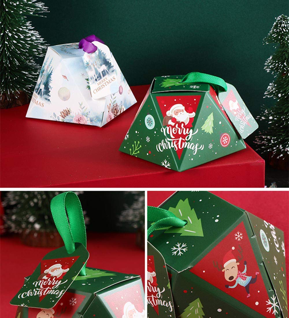 Lot De 24 Boîtes à Friandises De Noël 3D Avec Poignée En