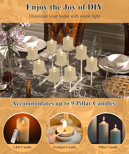 Miniatura 4 de Portavelas de chimenea con 9 placas de pilar de cera, soporte de velas de hierro para decoración de hogar, hogar, mesa, centro de mesa, decoración
