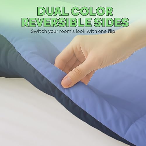 Miniatura 9 de Sacred Thread Edredón reversible para todas las estaciones, suave, ligero, relleno de edredón de bambú refrescante, relleno alternativo de plumón de