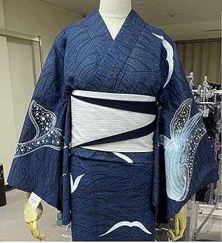 ★レア柄★めずらしい絵羽柄浴衣.ベージュとブルーグリーン系地に花柄★夏きもの ykt0314ad-4151_1.jpg