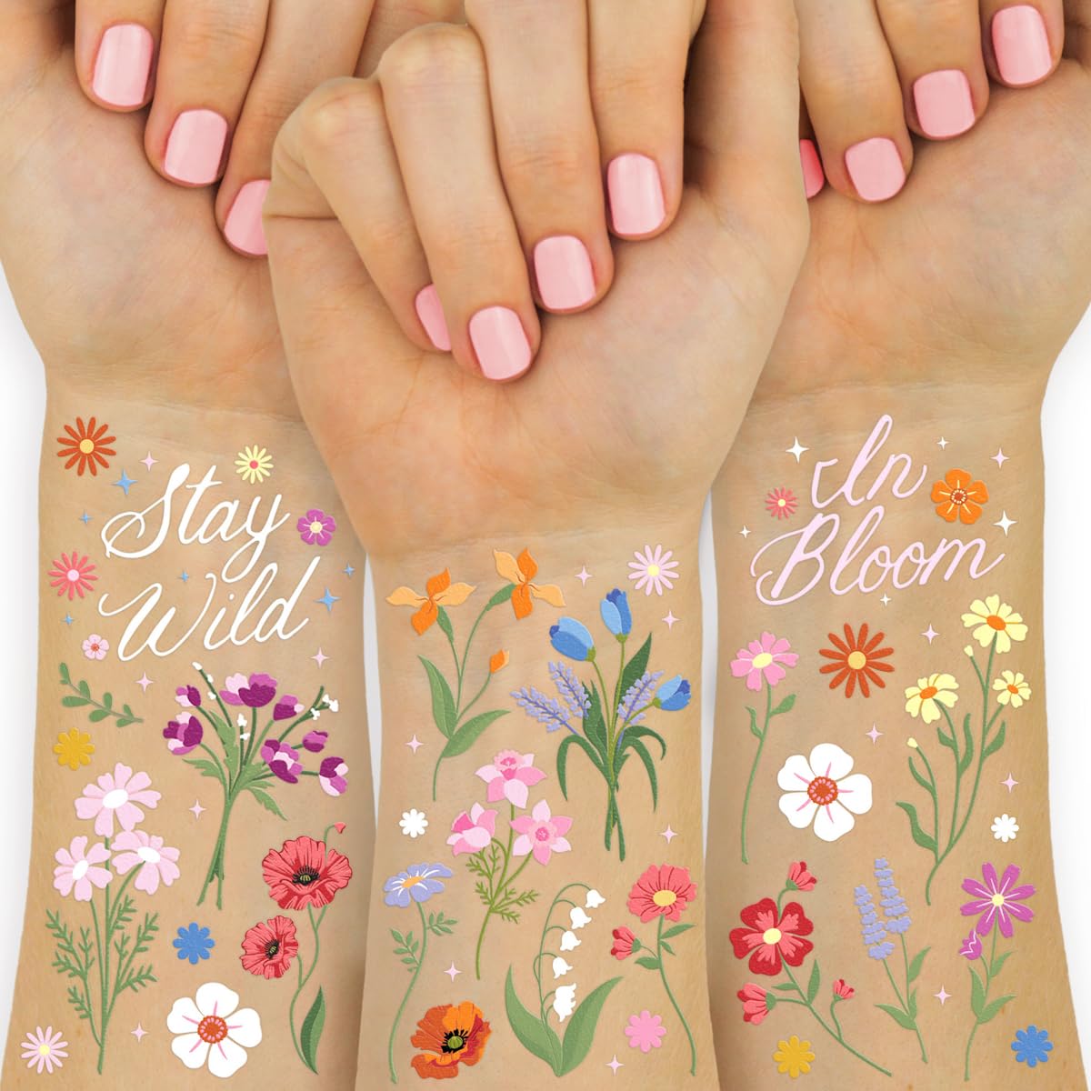 xo, Fetti Wildflower Garden Temporary Tattoos - 82 designs | Pastel Florals, Spring, Garden Party, Bridal Shower, Birthday Favors, Easter, Girly