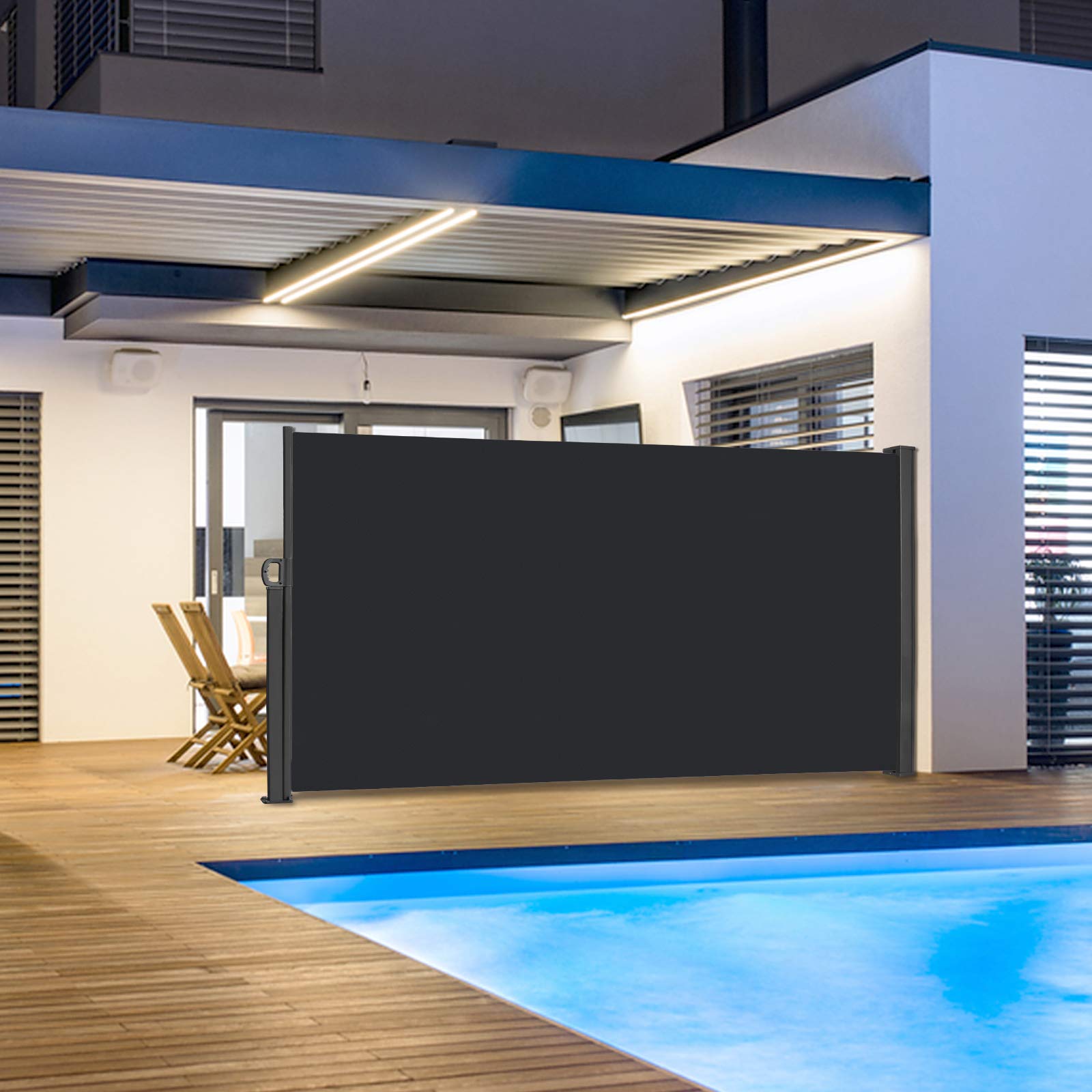 Tenda da sole laterale allungabile, protezione solare per balcone, terrazza, giardino, opaca, tenda da sole, tenda avvolgibile laterale, 180 x 300 cm, antracite