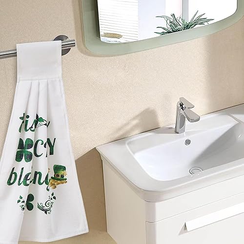 Miniatura 10 de Juego de 4 toallas de cocina colgantes con girasol y búfalo a cuadros, toallas de mano con velcro para cocina, baño, decoración de Navidad (12 x 17