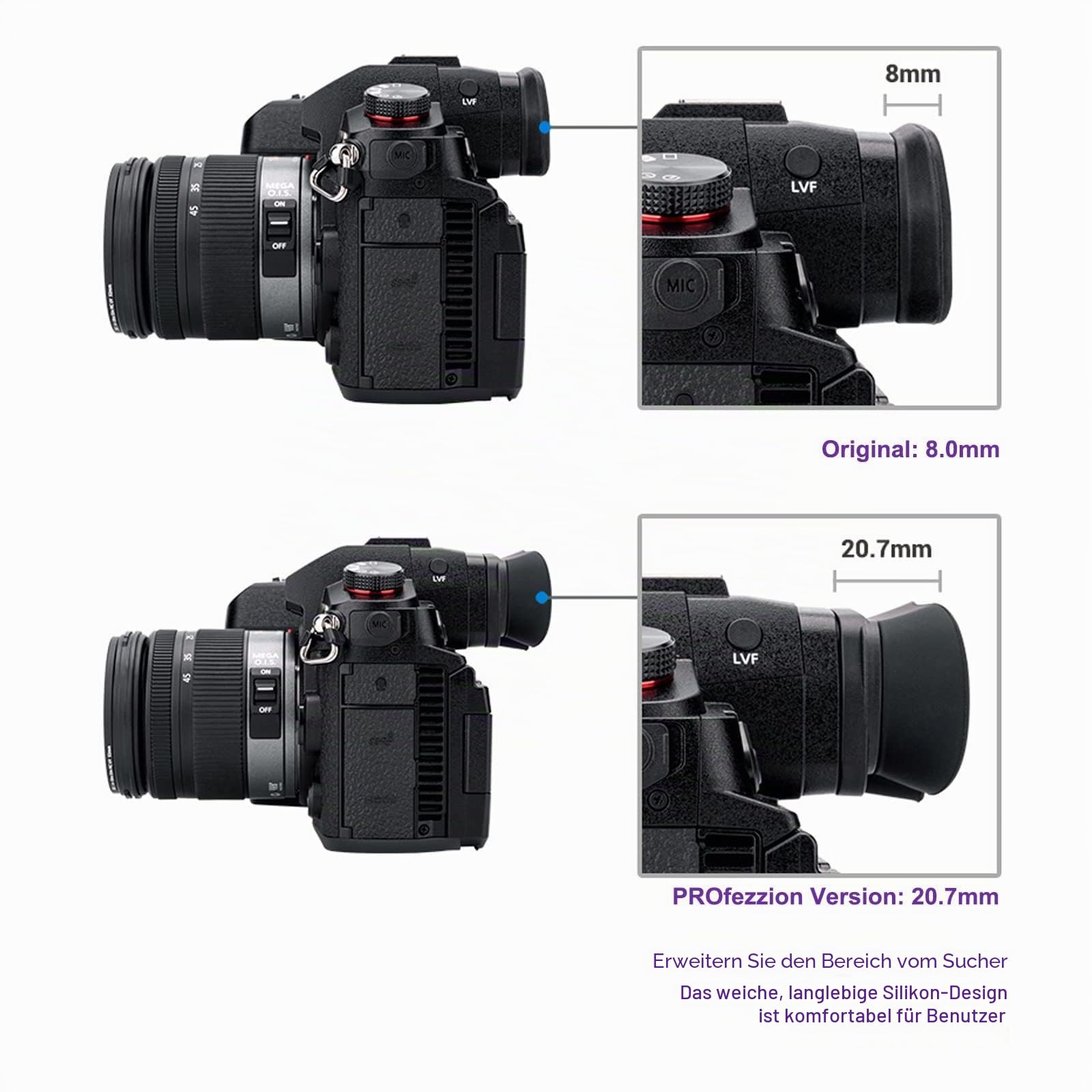 Große Augenmuschel Silikon für Panasonic GH7 GH6 GH5S GH5 Ersetzt Panasonic 4YE1A561Z Okular