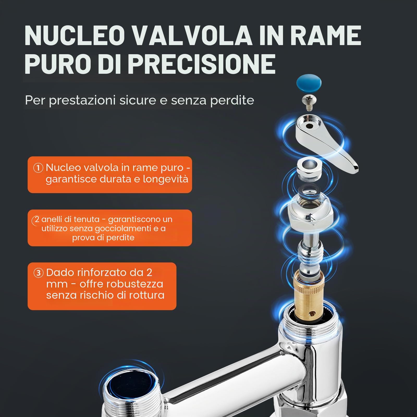 VEVOR Rubinetto Commerciale con Spruzzatore Pre-risciacquo, Altezza 1120 mm Centro 203 mm Beccuccio Girevole 305 mm Montaggio su Piano, Dispositivo in Ottone con Getto Estraibile, per Lavello Cucina