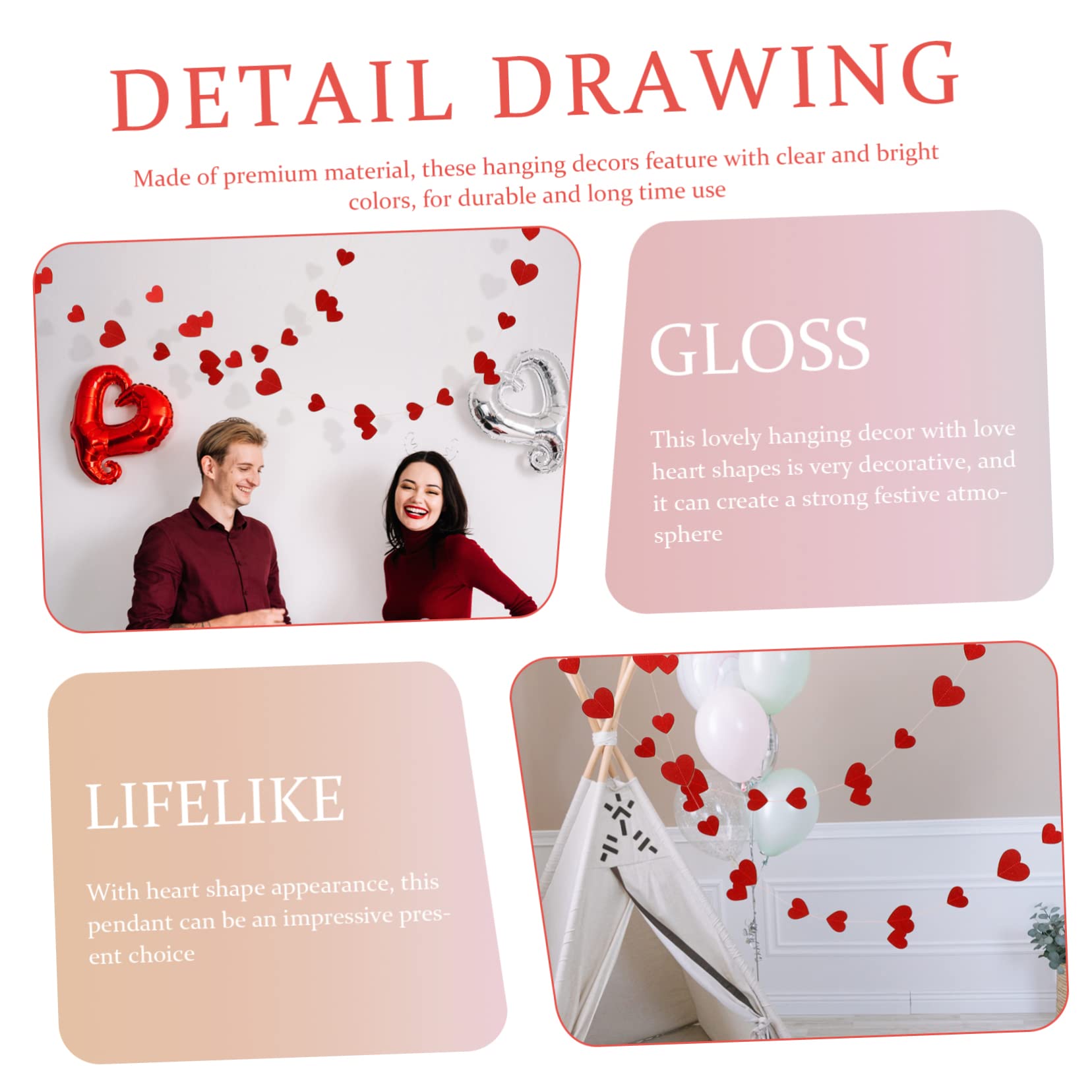 ABOOFAN 1packung Herzförmige Papiergirlande Mit Für Valentinstag Dekoration Für Hochzeiten Partys Und Romantische Anlässe Kreative Raumgestaltung Und Festliche