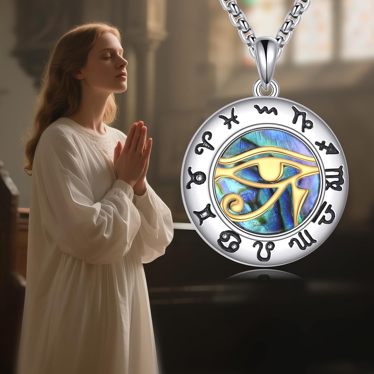 Eye of Horus Necklace Sterling Silver Evil Eye Pendant Egyptian Jewelry Gifts for Women Men - Image 6