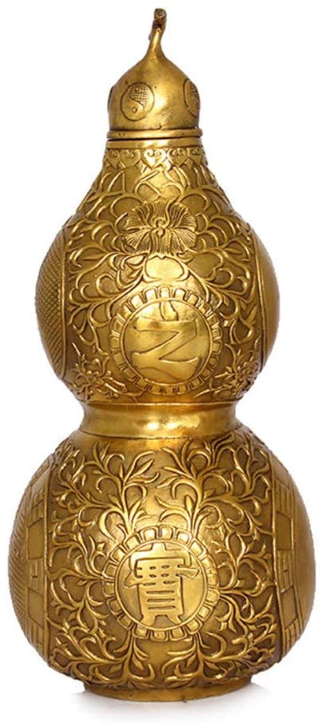 YNIYUJKL Feng Shui Ornaments Hulu Statue Pure Copper Crafts With Cover Bagua Gourd Statue Decoration, Wealth Peaceful Collectible Figure Sculpture,A-S