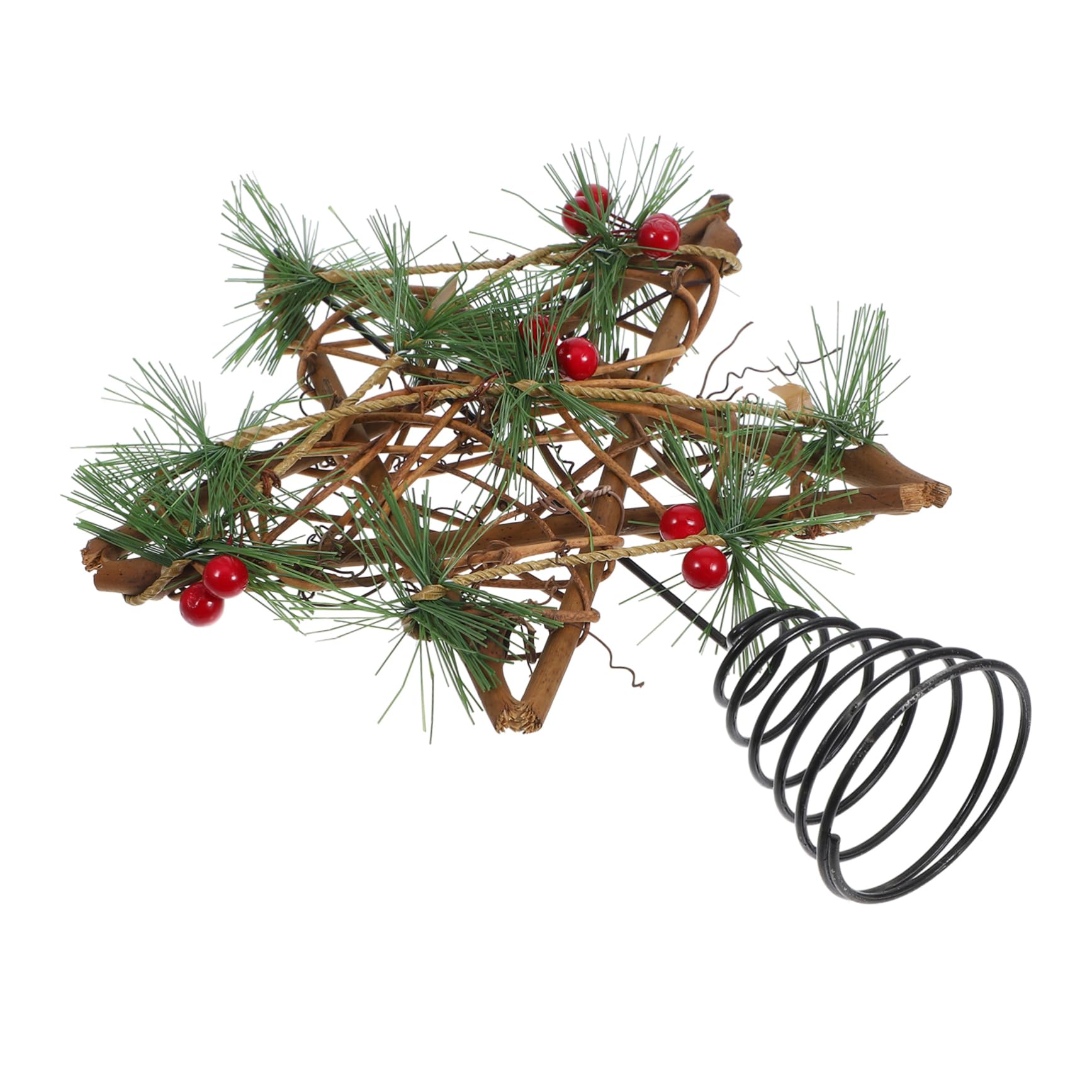 4 Stück Weihnachtsbaumspitze Sterngeflecht Weihnachtsbaumspitze Rattan Sterngeflecht Sternspitze Glitzerstern