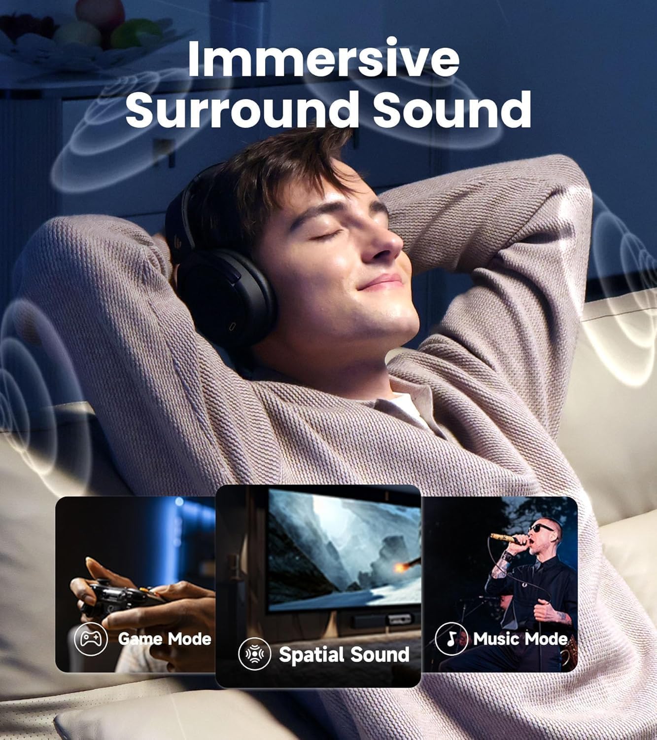 Edifier WH950NB Gen 2 Wireless Hybrid Active Noise Cancelling Headphones, Hi-Res Audio with LDAC 8-Level ANC, Spatial Sound 80H Playtime Bluetooth 5.4 Foldable 3.5mm AUX, Travel Case - Black - Image 4