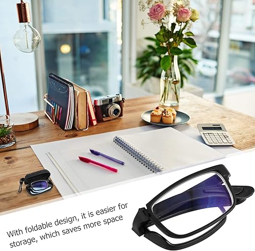 Miniatura 7 de EXCEART - 2.0 Gafas de miopía plegables, lentes de lectura negros para miopía, lentes de larga distancia con estuche portátil