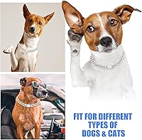 Vista 4 de Collar cubano de cadena para perro, collar de metal plateado para caminar con hebilla segura, collar de cristal cubano para mascotas, accesorios