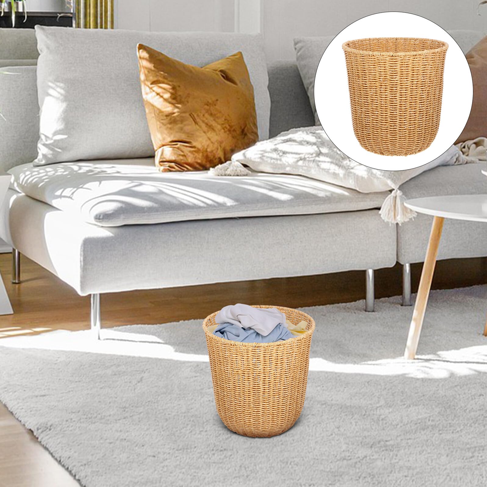 TEHAUX Cestino Organizzatore da Scrivania in Plastica Resistente Portaoggetti Intrecciato 25x25 Cm Contenitore Decorativo Versatile per Casa e Ufficio e Soggiorno