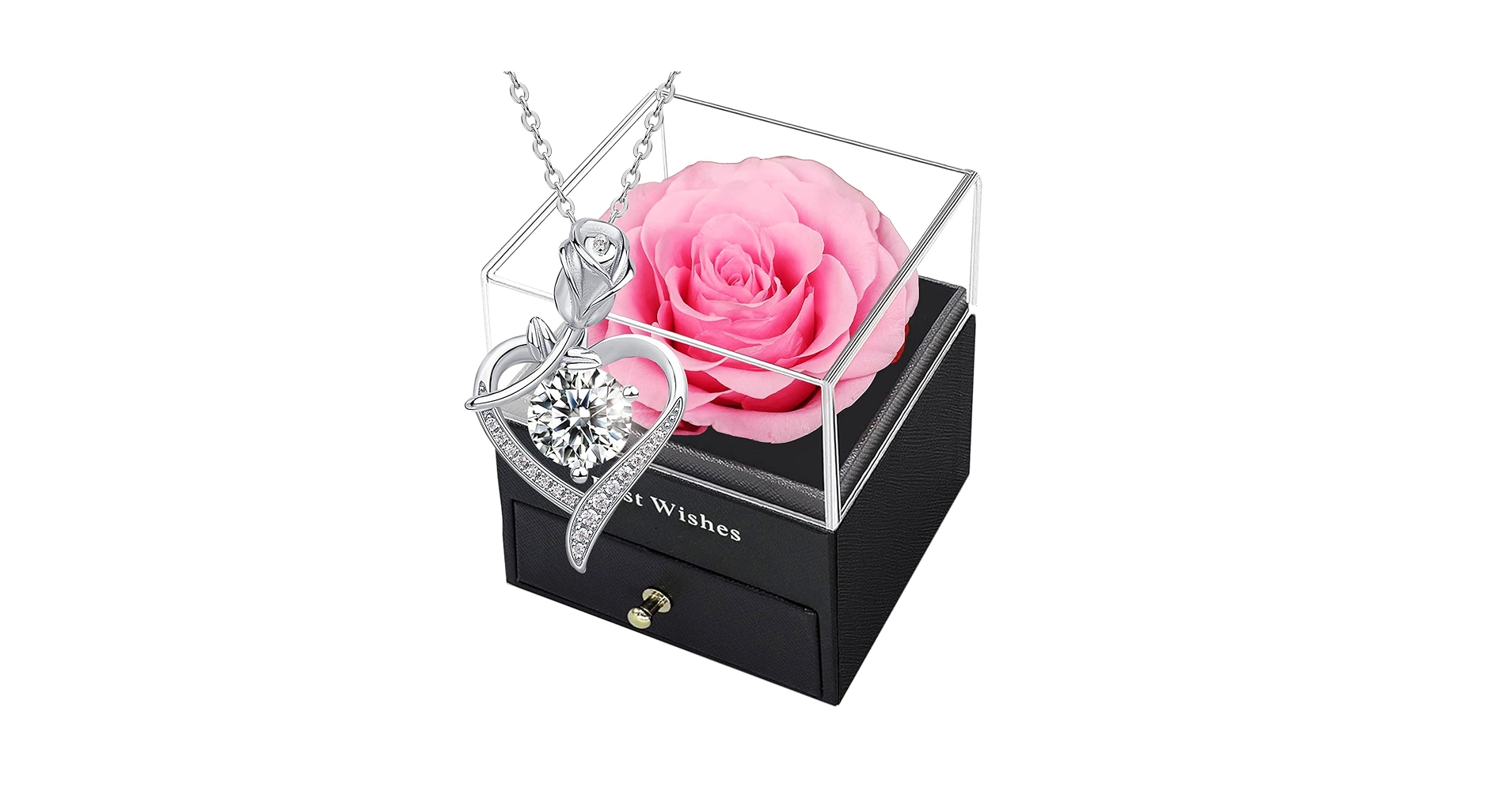 Amazon.com: Blue Rose Box with Crystal Necklace - Real