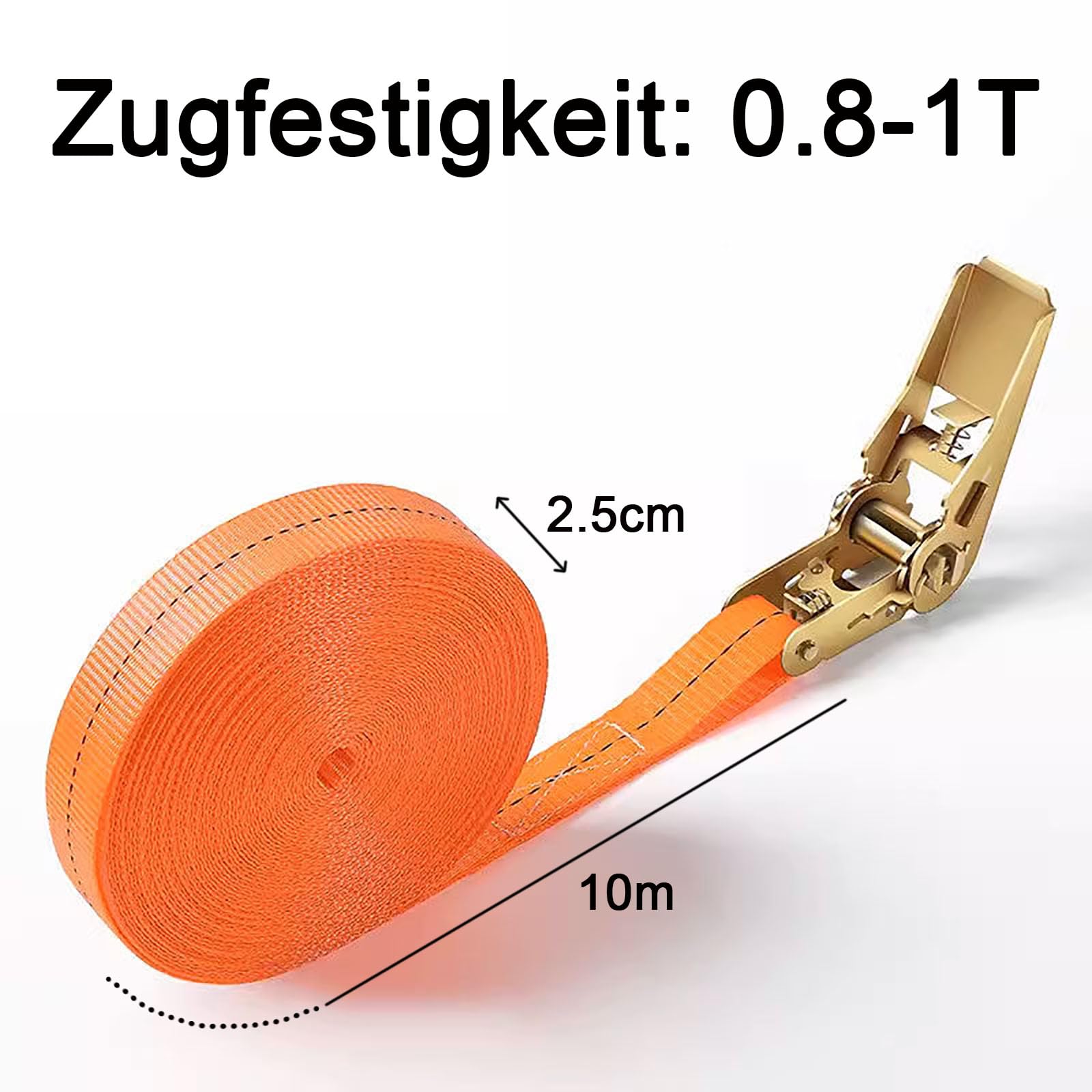 Pack Of 2 10 M Long Tie Down Straps With Ratchet Lock, Basicon 800 Kg