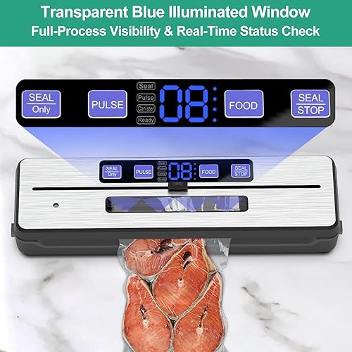 Miniatura 4 de Sellador al vacío, sistema de conservación de alimentos, automático de un solo toque, sellador de alimentos compacto 8 en 1, cortador incorporado,