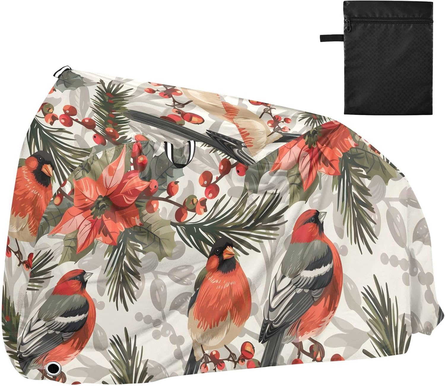 ALAZA Poinsettia Cardinal Bird Bike Cover Waterproof Outdoor Ebike Bicycle Covers Tarp Protection for 1/2 Bikes, Sun UV Dust Wind Proof