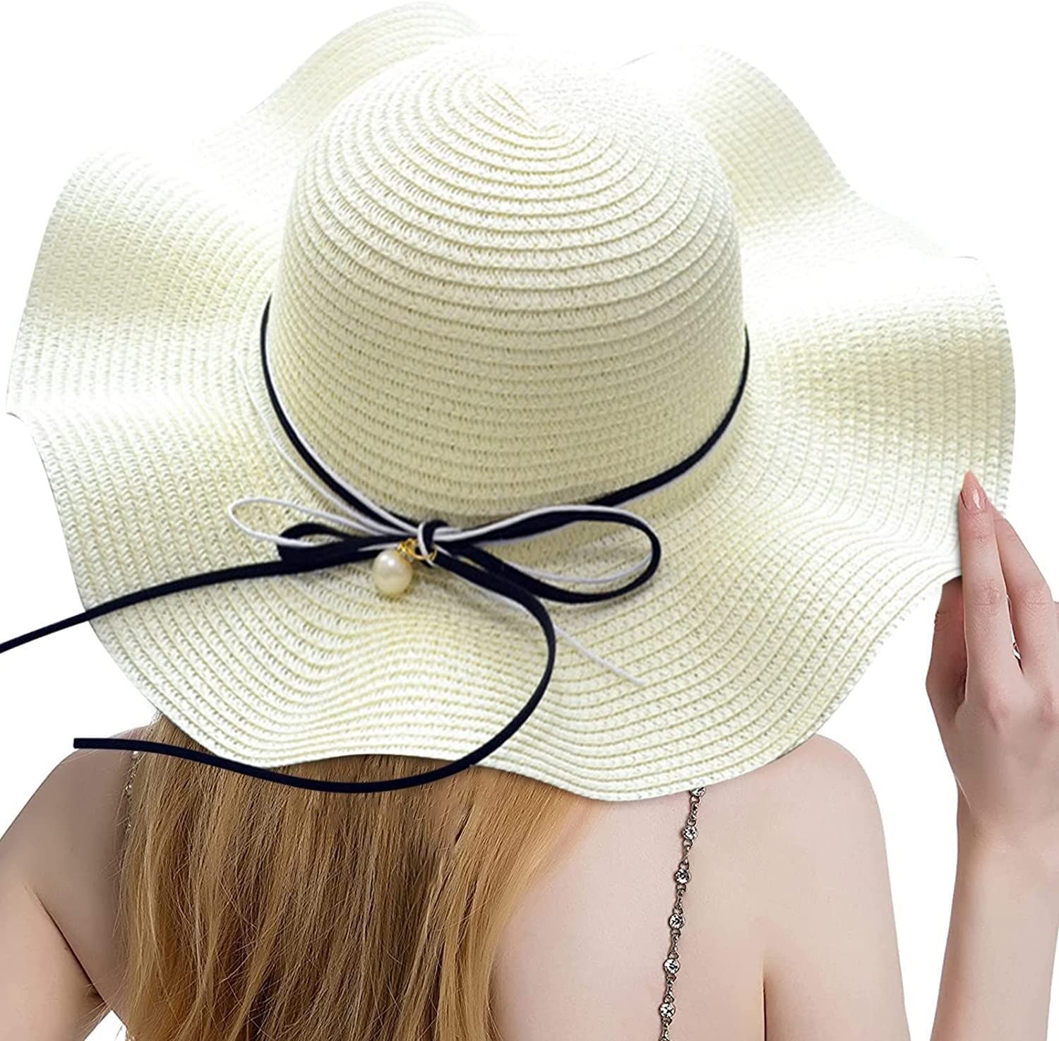 Cappello da Viaggio Cappelli per La Protezione Solare per Il Sole da Donna Cappello di Paglia Largo Estivo Spiaggia Pieghevole per Vacanze Estive