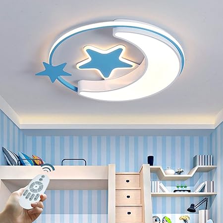 Plafonnier Led Moderne Creative Etoile Et Lune Lampe De Plafond Rond Dimmable Telecommande Lumiere Eclairage Garcons Et Filles Chambre Enfants Bebe Chambre Salon Decoration Lustre Bleu 45cm Amazon Fr Luminaires Et Eclairage