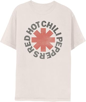 2Bhip Red Hot Chili Peppers Asterisk Logo Distressed Vintage Style T Shirt | Officially Licensed Red Hot Chili Peppers Tee, Vintage Style Distressed Logo, 100% Cotton Crewneck, Unisex Men Women