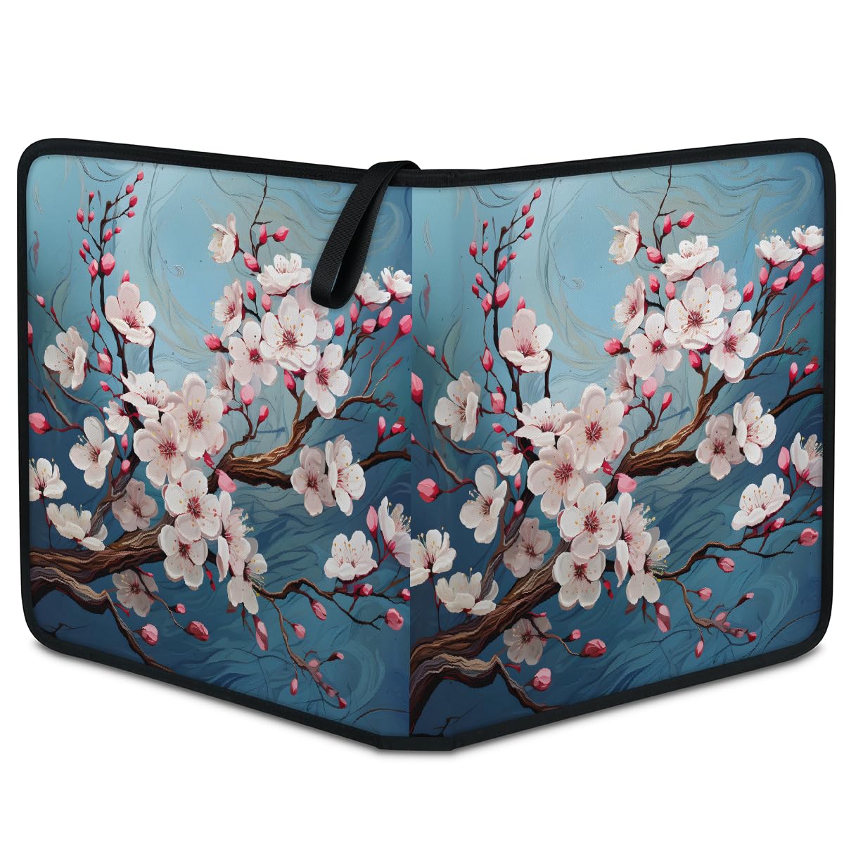 Raccoglitore per carte collezionabili con 4 tasche, fiori di ciliegio, con maniche rimovibili, impermeabile, con cerniera, 50 pagine, capacità 400 carte