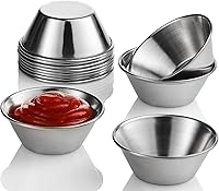 Nechtik Stainless Steel Ramekins: 12 Pack 1.5oz Small Sauce Cups, Stackable Commercial Grade Dipping Bowls for Sauces & Condiments