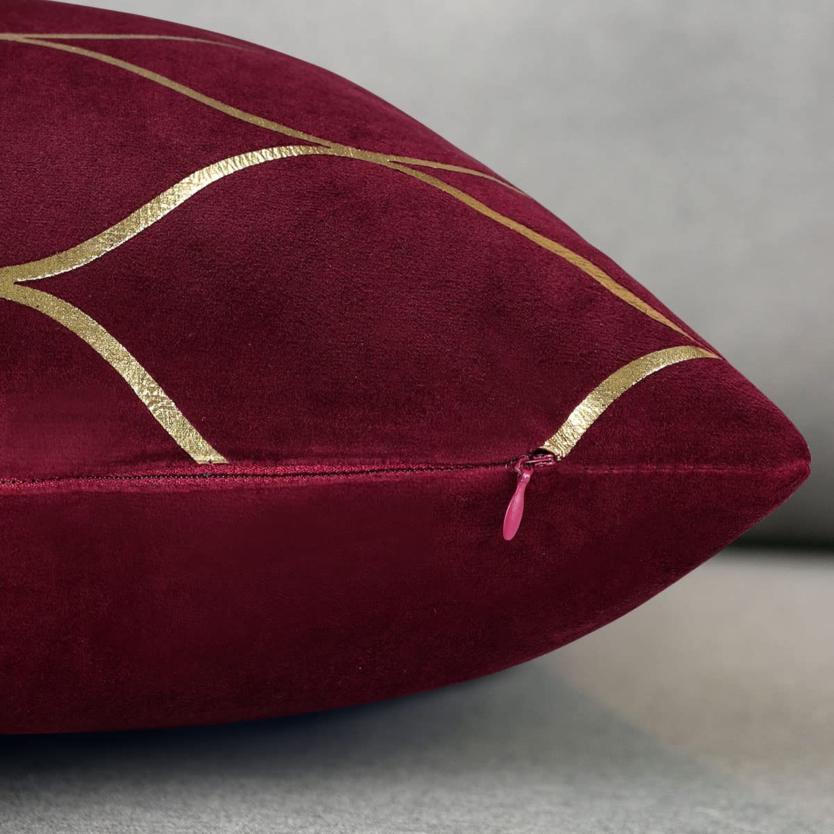 Housse De Coussin élégante à Motif De Feuilles Bordeaux - 40