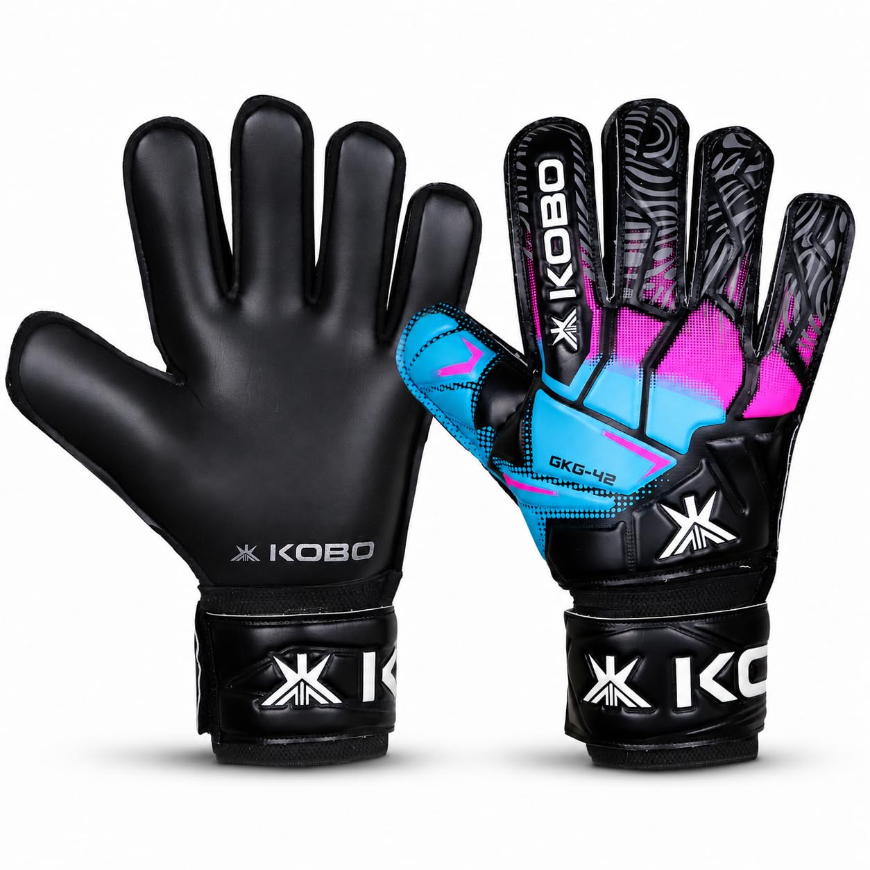 Kobo GKG-42 Professional Football Soccer Goalkeeper Gloves with Finger Protection for Men, Boys & Kids with 4mm Taiwan Latex Palm (9.5)-image-46